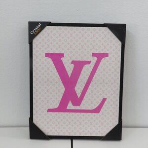 Crystal Luxe Designer Pink LV Print Pictured 20 x 16